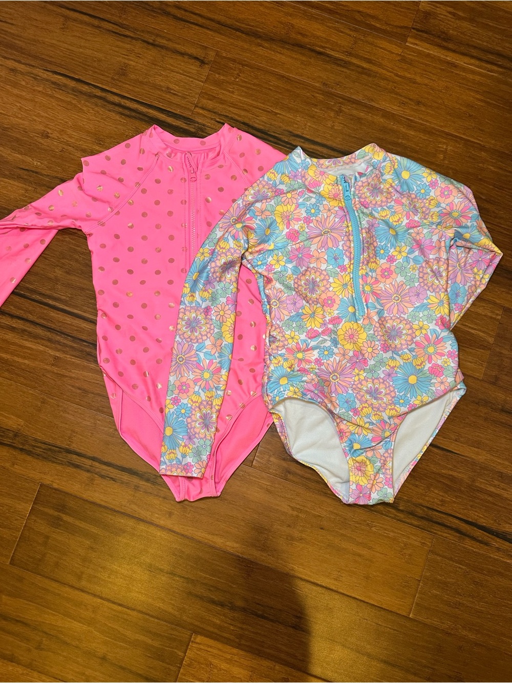Wonder Nation Girls Long Sleeve One-Piece Swim Rashgaurd -Bundle 10/12